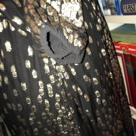 Shoshanna Midnight Collection Black Gold Off Shoulder Maxi Dress - Picture 8 of 11